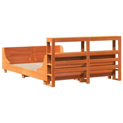Bed Frame without Mattress Wax Brown 160x200 cm Solid Wood Pine