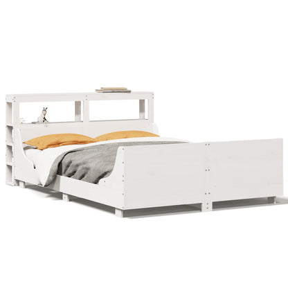 Bed Frame without Mattress White 150x200 cm King Size Solid Wood Pine