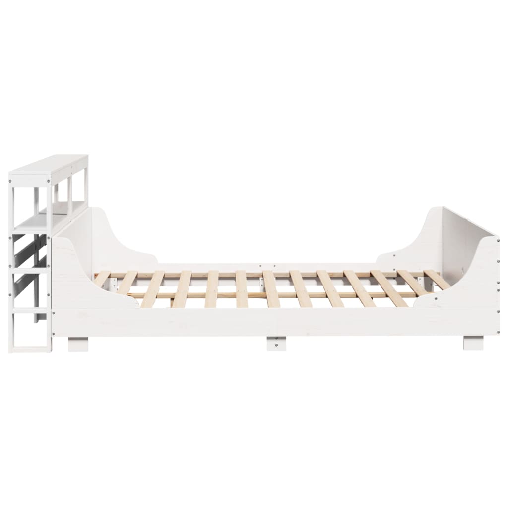 Bed Frame without Mattress White 150x200 cm King Size Solid Wood Pine