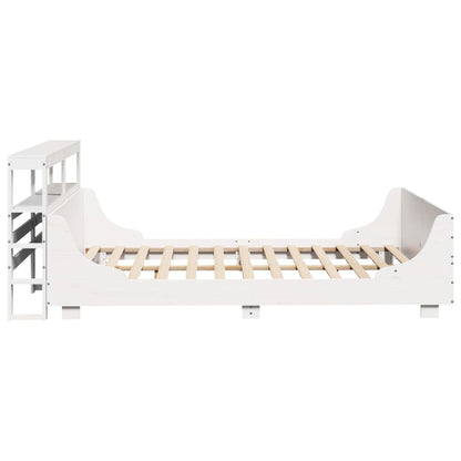 Bed Frame without Mattress White 150x200 cm King Size Solid Wood Pine
