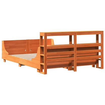 Bed Frame without Mattress Wax Brown 150x200 cm King Size Solid Wood Pine