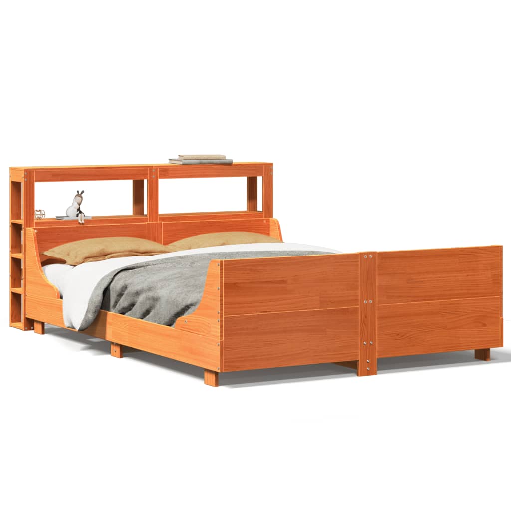 Bed Frame without Mattress Wax Brown 140x200 cm Solid Wood Pine