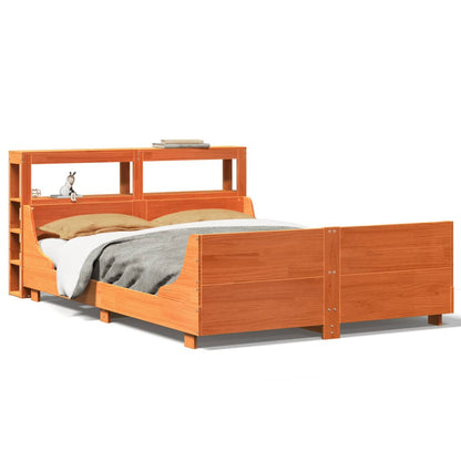 Bed Frame without Mattress Wax Brown 140x200 cm Solid Wood Pine