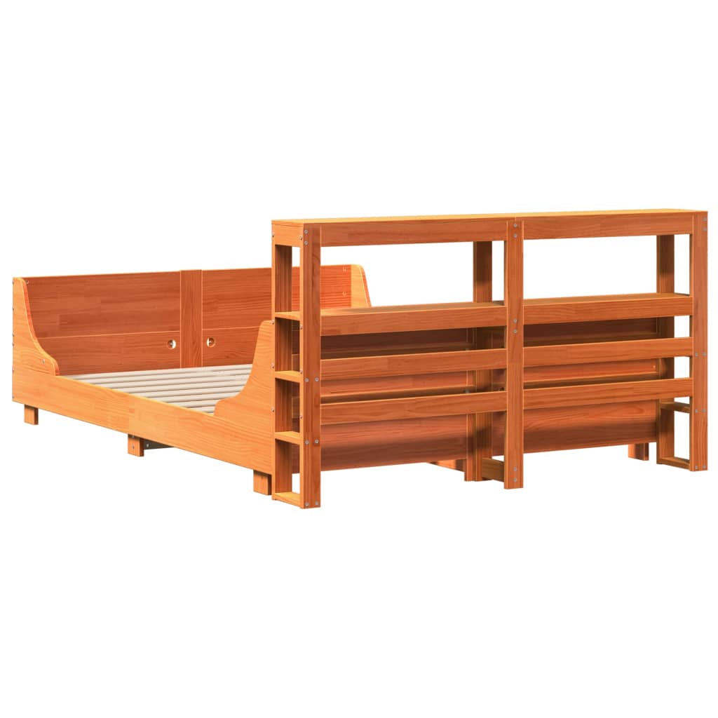 Bed Frame without Mattress Wax Brown 140x200 cm Solid Wood Pine
