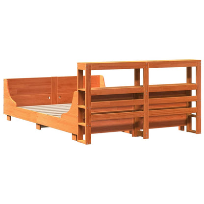 Bed Frame without Mattress Wax Brown 140x200 cm Solid Wood Pine