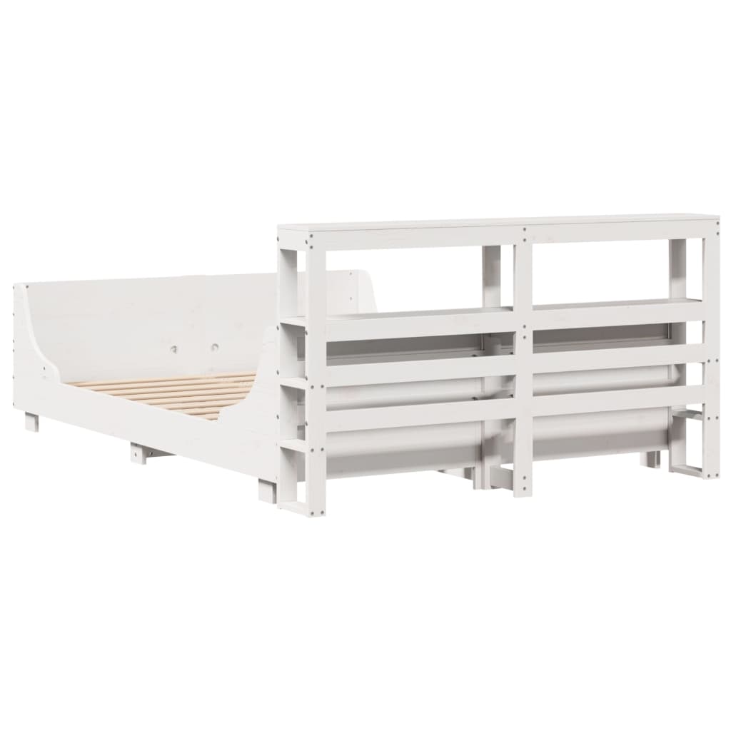 Bed Frame without Mattress White 140x190 cm Solid Wood Pine