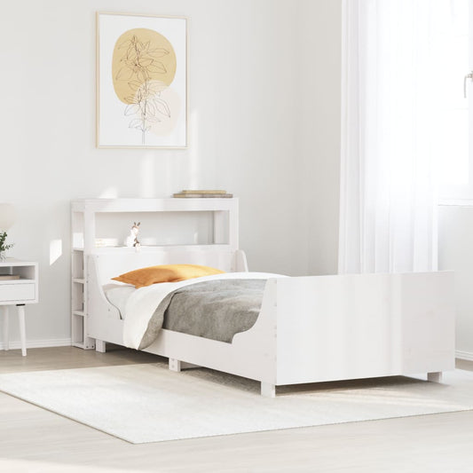 Bed Frame without Mattress White 75x190 cm Small Single Solid Wood Pine