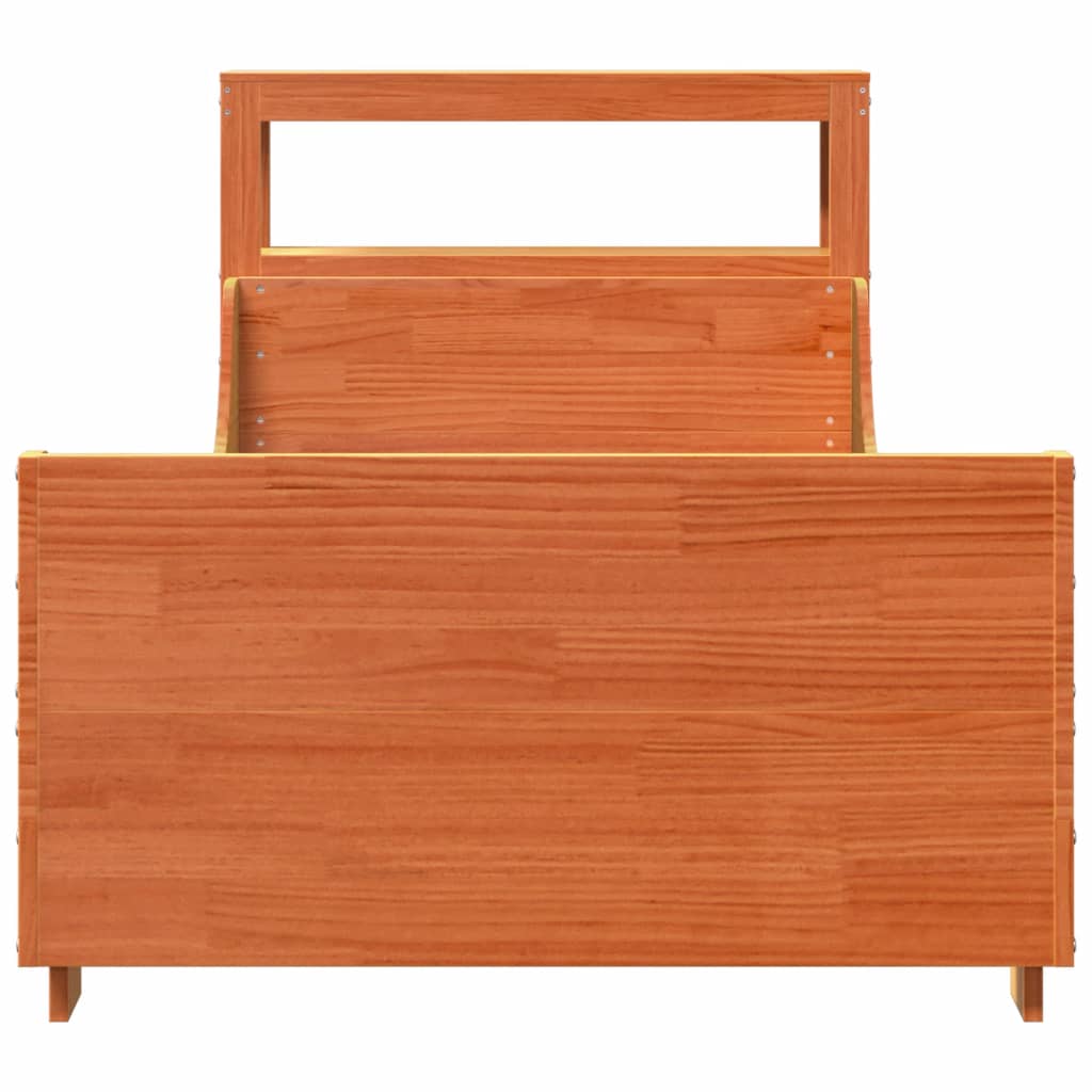 Bed Frame without Mattress Wax Brown 75x190 cm Small Single Solid Wood Pine