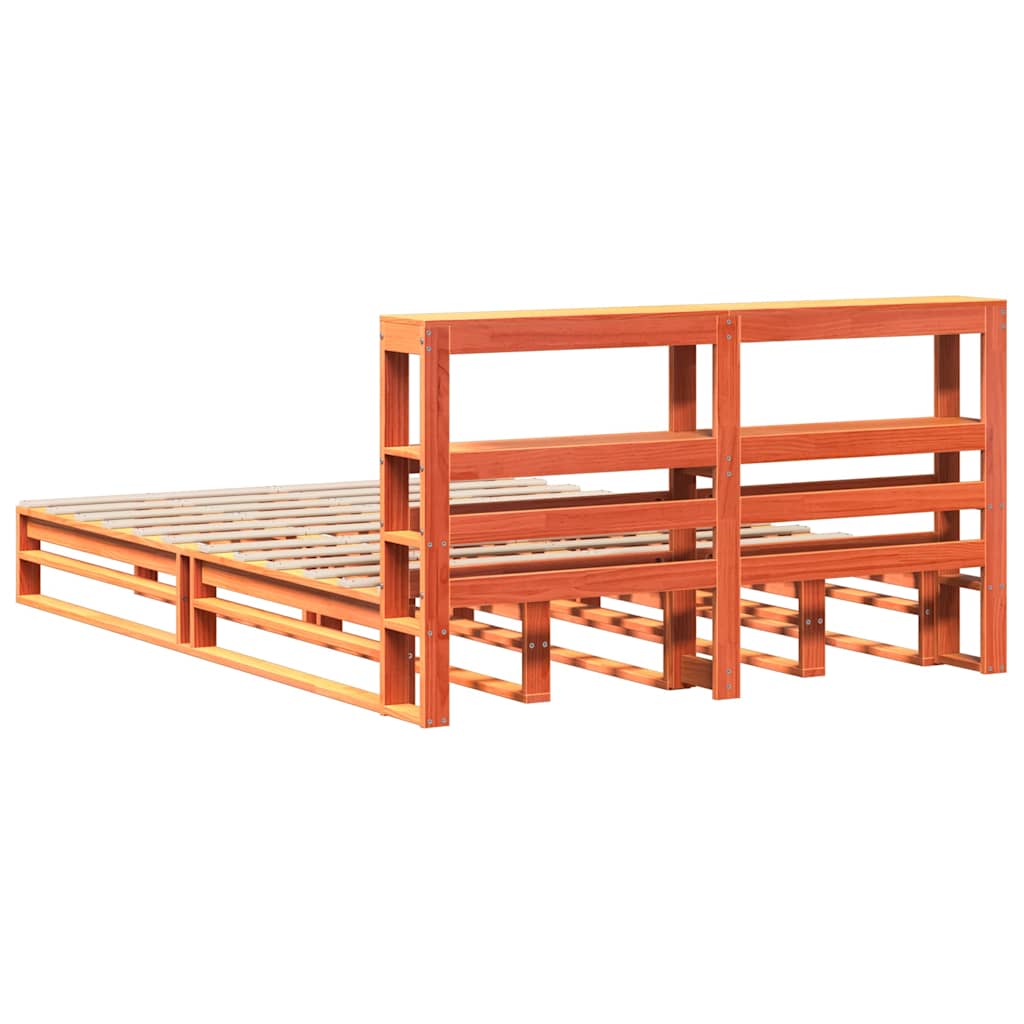 Bed Frame without Mattress Wax Brown 140x200 cm Solid Wood Pine