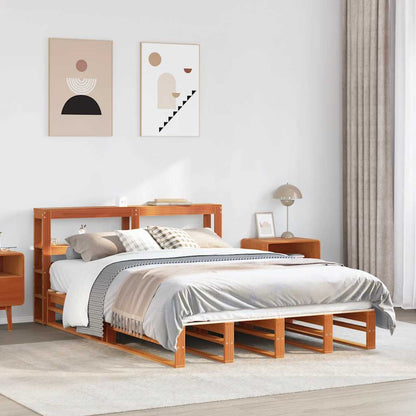 Bed Frame without Mattress Wax Brown 140x200 cm Solid Wood Pine
