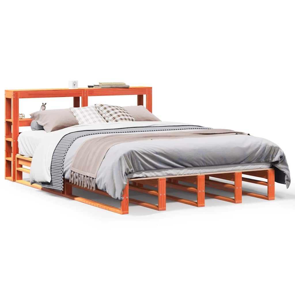 Bed Frame without Mattress Wax Brown 160x200 cm Solid Wood Pine