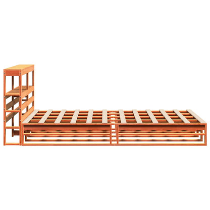 Bed Frame without Mattress Wax Brown 160x200 cm Solid Wood Pine