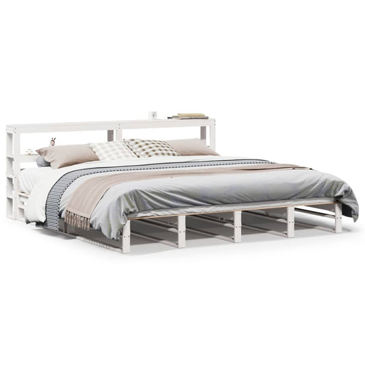 Bed Frame without Mattress White 200x200 cm Solid Wood Pine