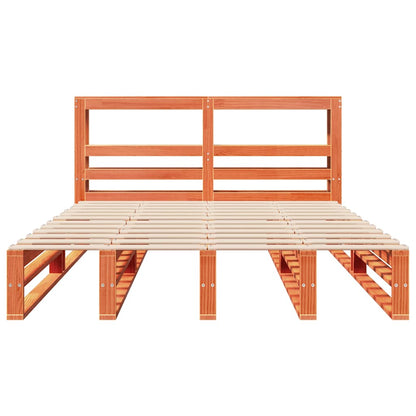 Bed Frame without Mattress Wax Brown 135x190 cm Double Solid Wood Pine