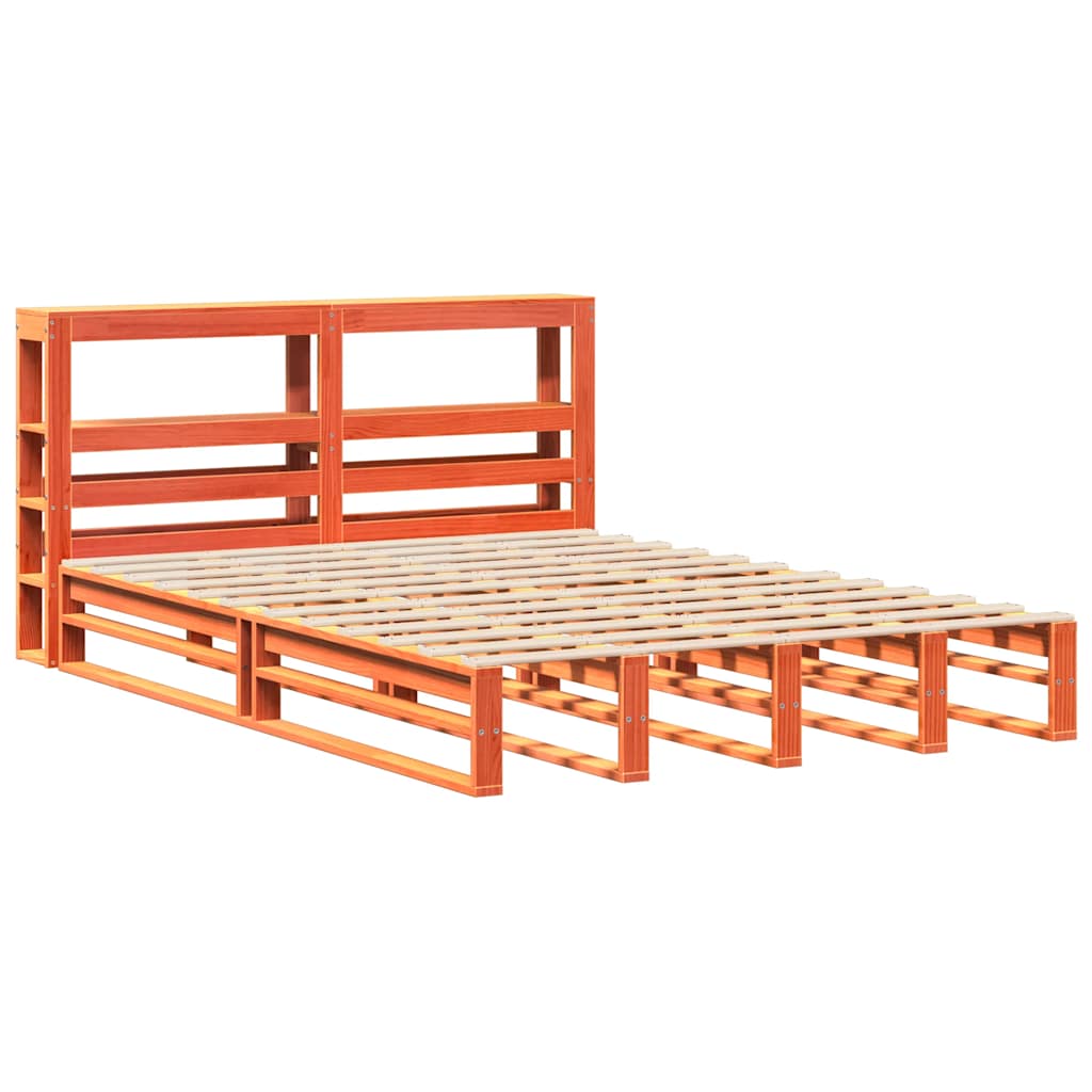 Bed Frame without Mattress Wax Brown 140x190 cm Solid Wood Pine