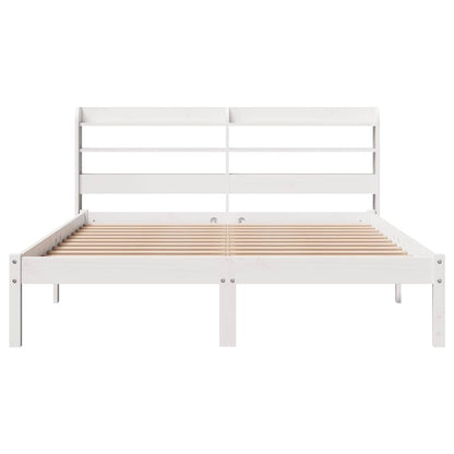 Bed Frame without Mattress White 135x190 cm Double Solid Wood Pine