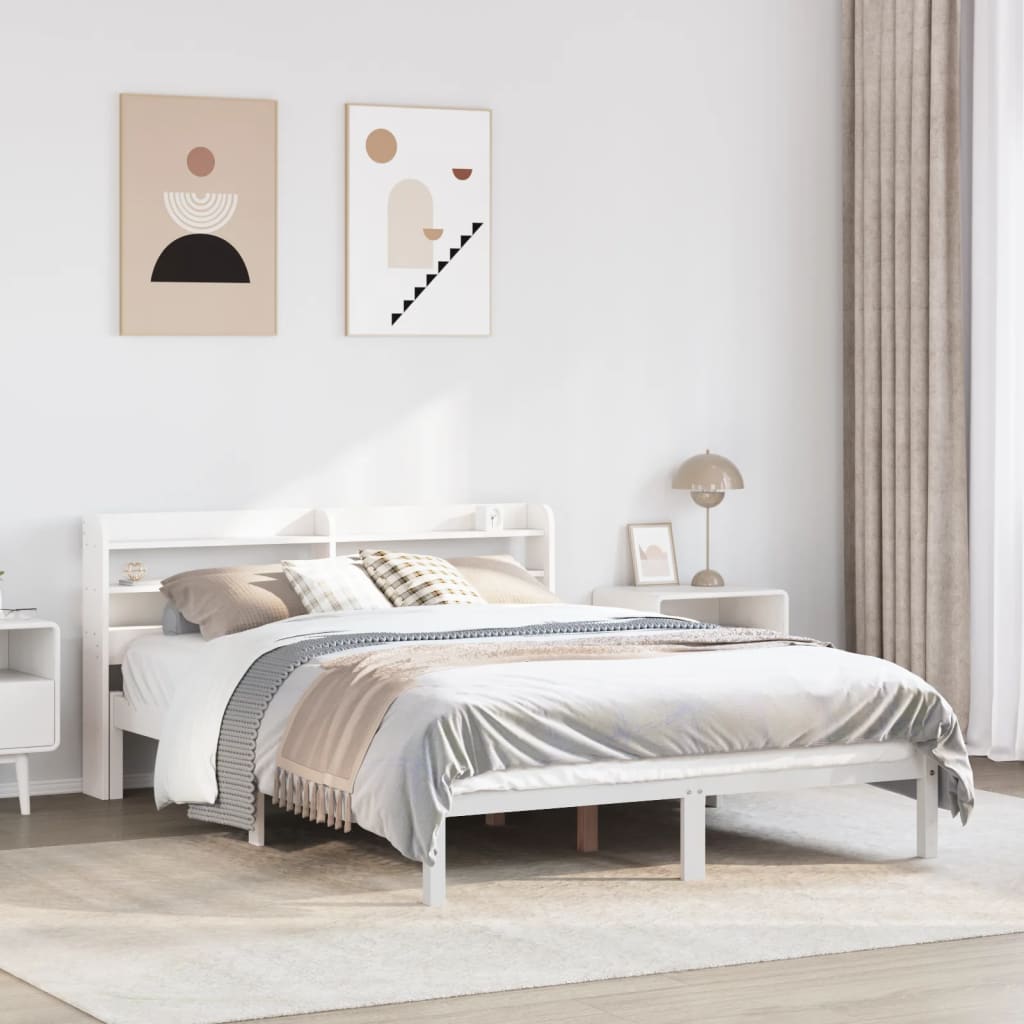 Bed Frame without Mattress White 140x200 cm Solid Wood Pine