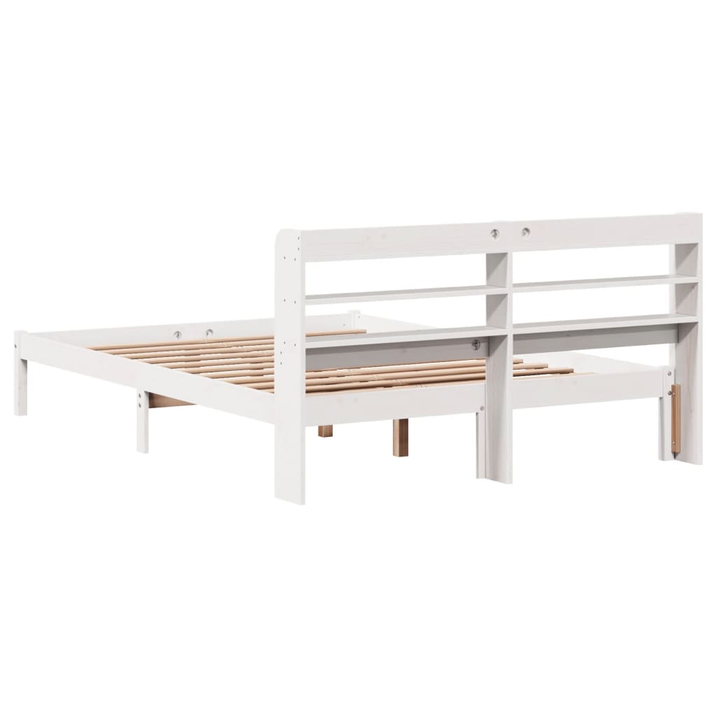 Bed Frame without Mattress White 160x200 cm Solid Wood Pine