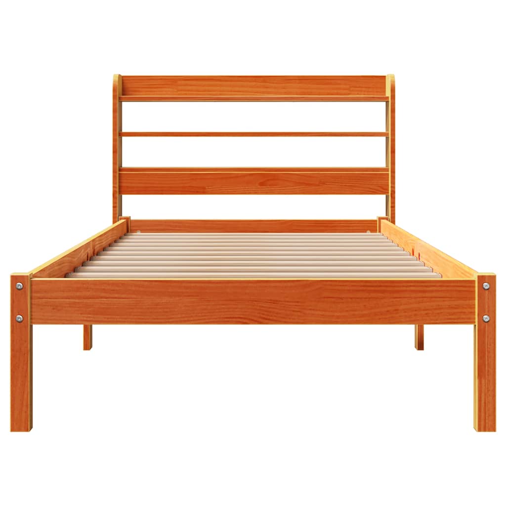 Bed Frame with Headboard without Mattress Wax Brown 75x190 cm Small Single