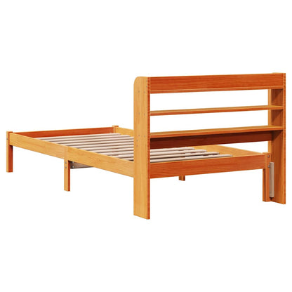 Bed Frame with Headboard without Mattress Wax Brown 75x190 cm Small Single