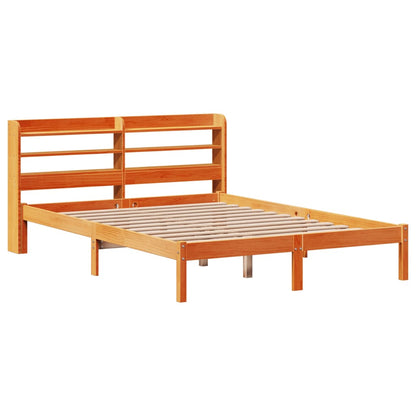 Bed Frame with Headboard without Mattress Wax Brown 120x190 cm Small Double