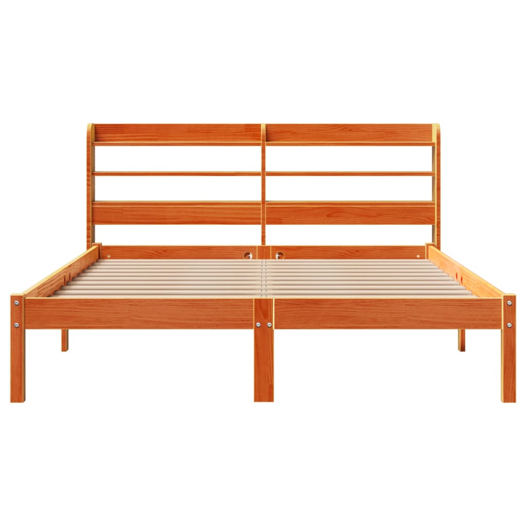 Bed Frame with Headboard without Mattress Wax Brown 120x190 cm Small Double