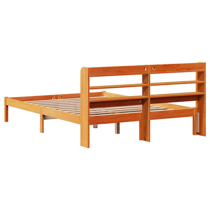 Bed Frame with Headboard without Mattress Wax Brown 135x190 cm Double