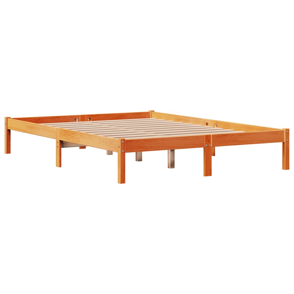 Bed Frame with Headboard without Mattress Wax Brown 120x200 cm