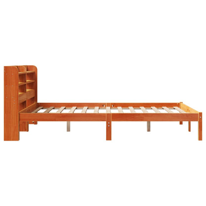 Bed Frame with Headboard without Mattress Wax Brown 120x200 cm