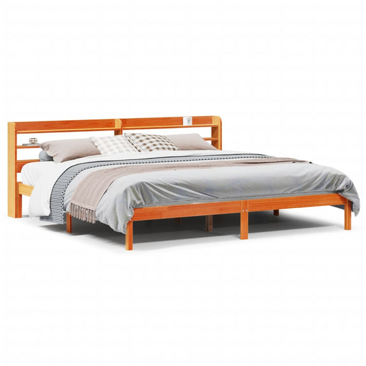 Bed Frame with Headboard without Mattress Wax Brown 200x200 cm
