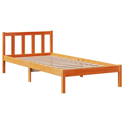 Bed Frame with Headboard without Mattress Wax Brown 100x200 cm