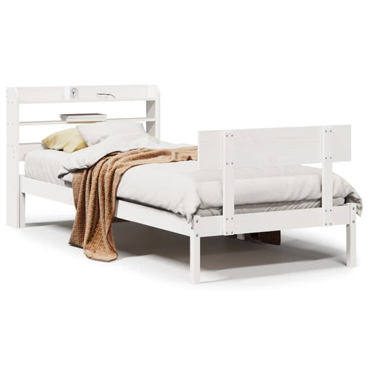Bed Frame without Mattress White 75x190 cm Small Single Solid Wood Pine