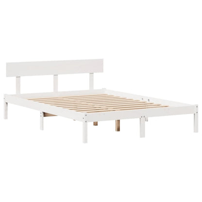 Bed Frame without Mattress White 140x200 cm Solid Wood Pine