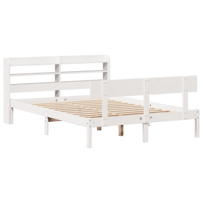 Bed Frame without Mattress White 150x200 cm King Size Solid Wood Pine