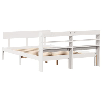 Bed Frame without Mattress White 150x200 cm King Size Solid Wood Pine