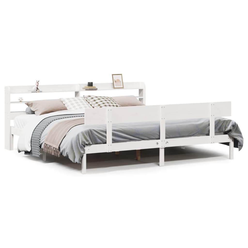 Bed Frame without Mattress White 180x200 cm Super King Solid Wood Pine