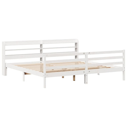 Bed Frame with Headboard without Mattress White 200x200 cm