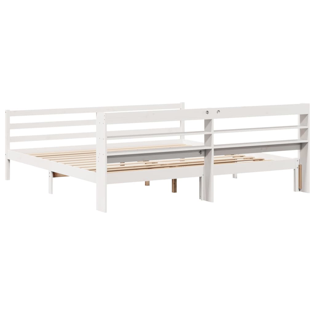 Bed Frame with Headboard without Mattress White 200x200 cm