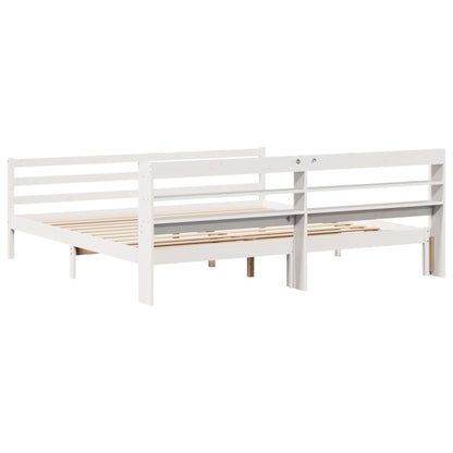 Bed Frame with Headboard without Mattress White 200x200 cm