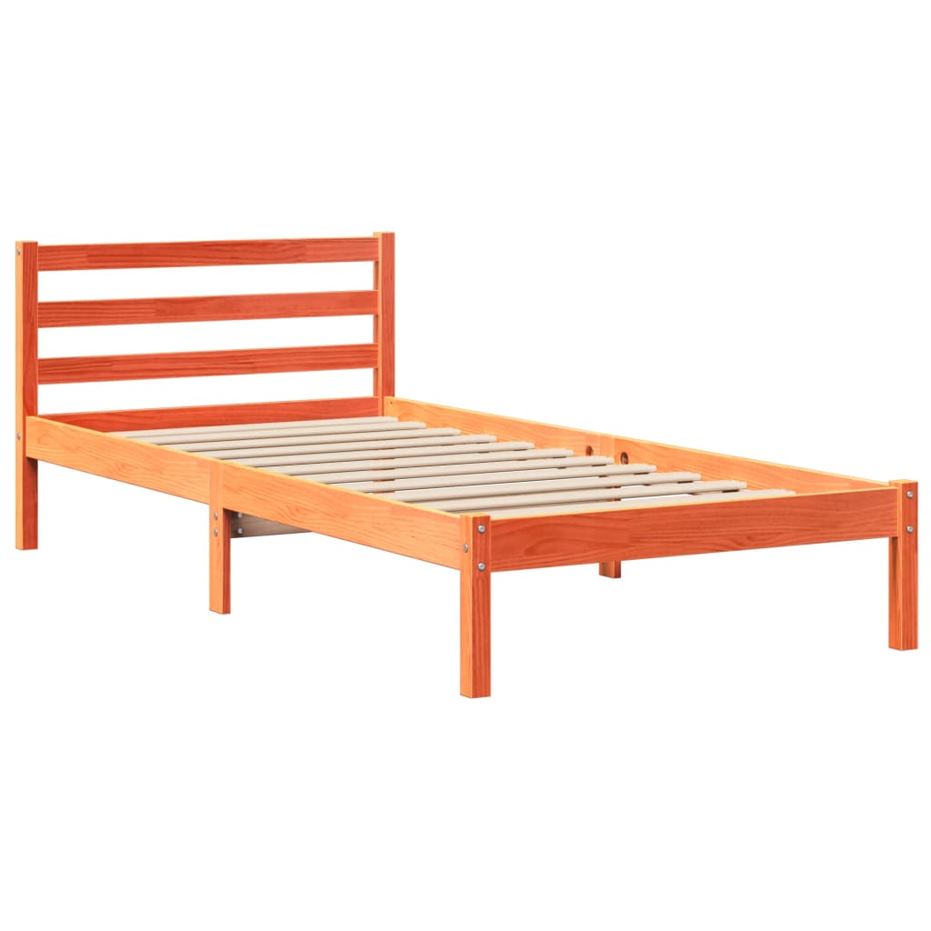 Bed Frame without Mattress Wax Brown 75x190 cm Small Single Solid Wood Pine