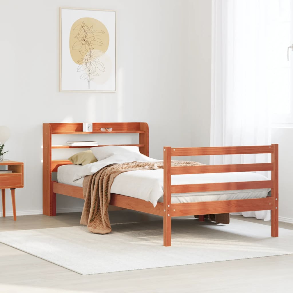 Bed Frame without Mattress Wax Brown 75x190 cm Small Single Solid Wood Pine