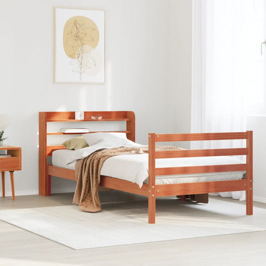 Bed Frame without Mattress Wax Brown 75x190 cm Small Single Solid Wood Pine
