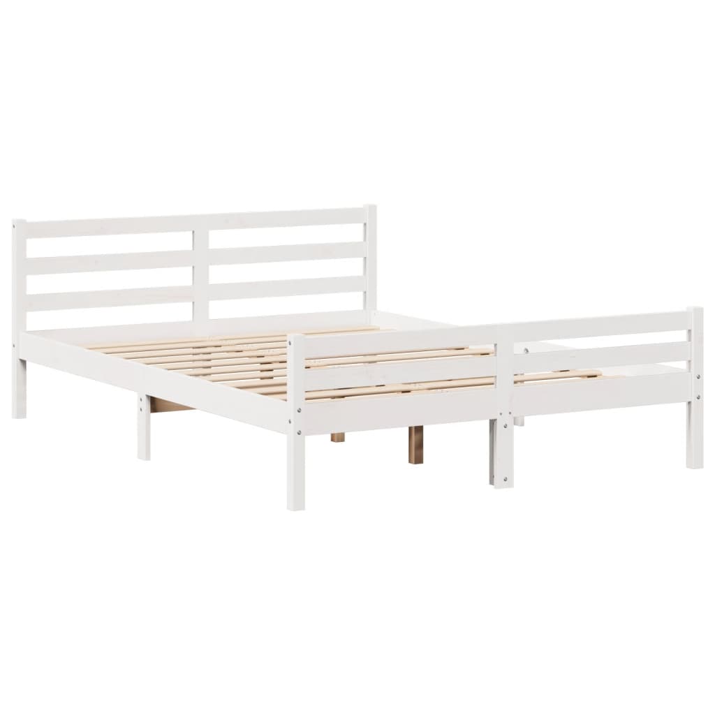 Bed Frame with Headboard without Mattress White 135x190 cm Double