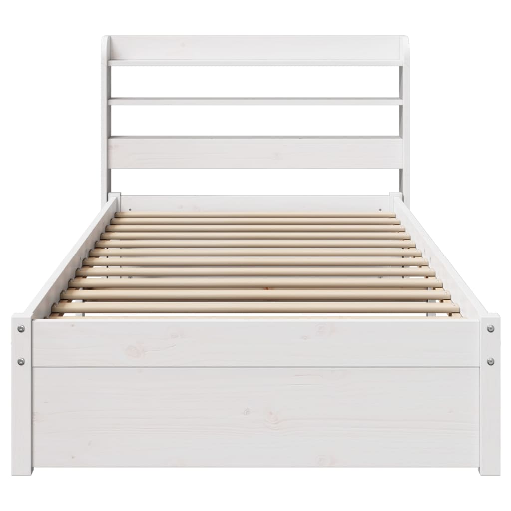 Bed Frame | White | Solid Pine Wood | Small Single | Bed Frame
