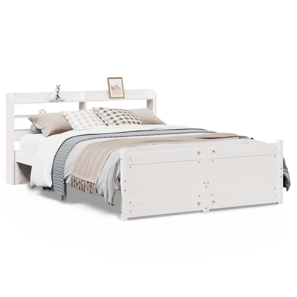 Bed Frame with Headboard without Mattress White 140x190 cm