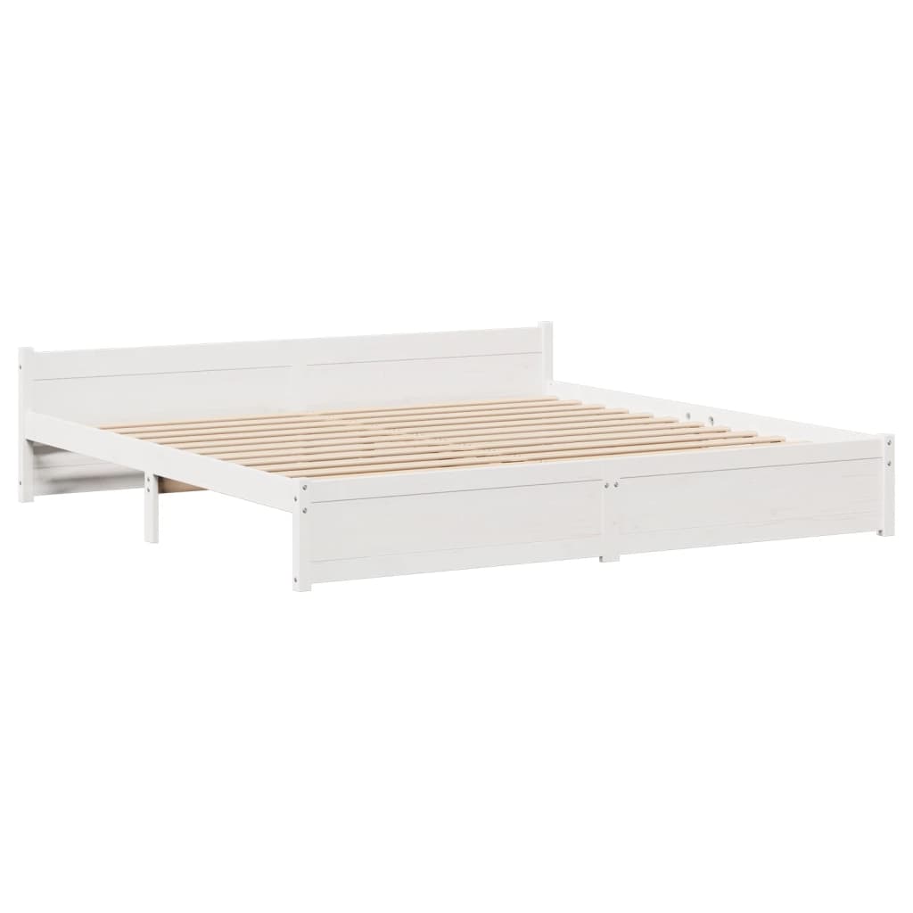Bed Frame with Headboard without Mattress White 180x200 cm Super King
