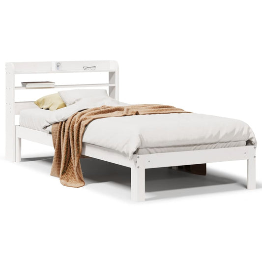 Bed Frame with Headboard without Mattress White 75x190 cm Small Single