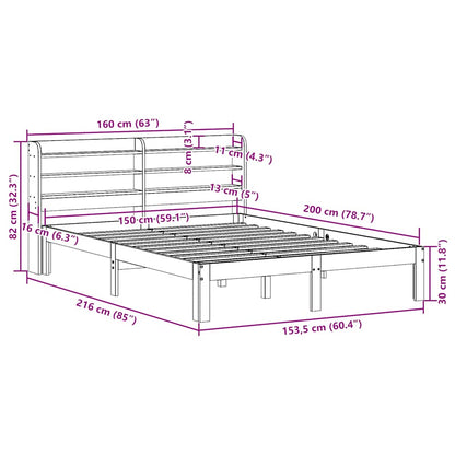 Bed Frame with Headboard without Mattress White 150x200 cm King Size