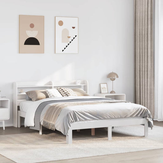Bed Frame with Headboard without Mattress White 150x200 cm King Size