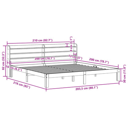 Bed Frame with Headboard without Mattress 200x200 cm